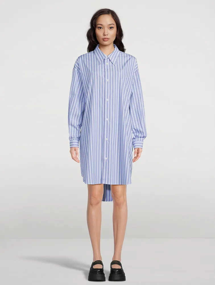 Poplin Shirt Dress Stripe Print