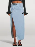 Padlock Denim Maxi Skirt