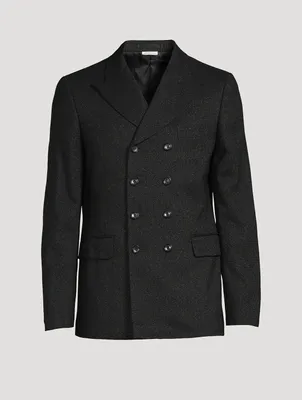 Wool-Blend Sparkle Double-Breasted Jacket