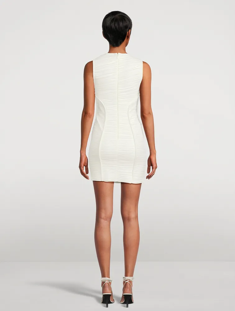 Ruched Mesh Mini Dress