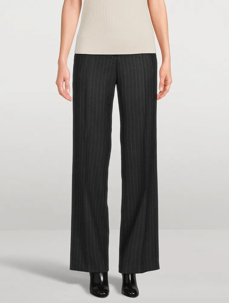 Pulley Wool Pinstriped Pants