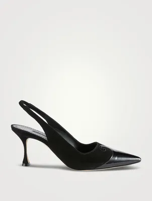 Zaborus Suede And Patent Leather Slingback Pumps