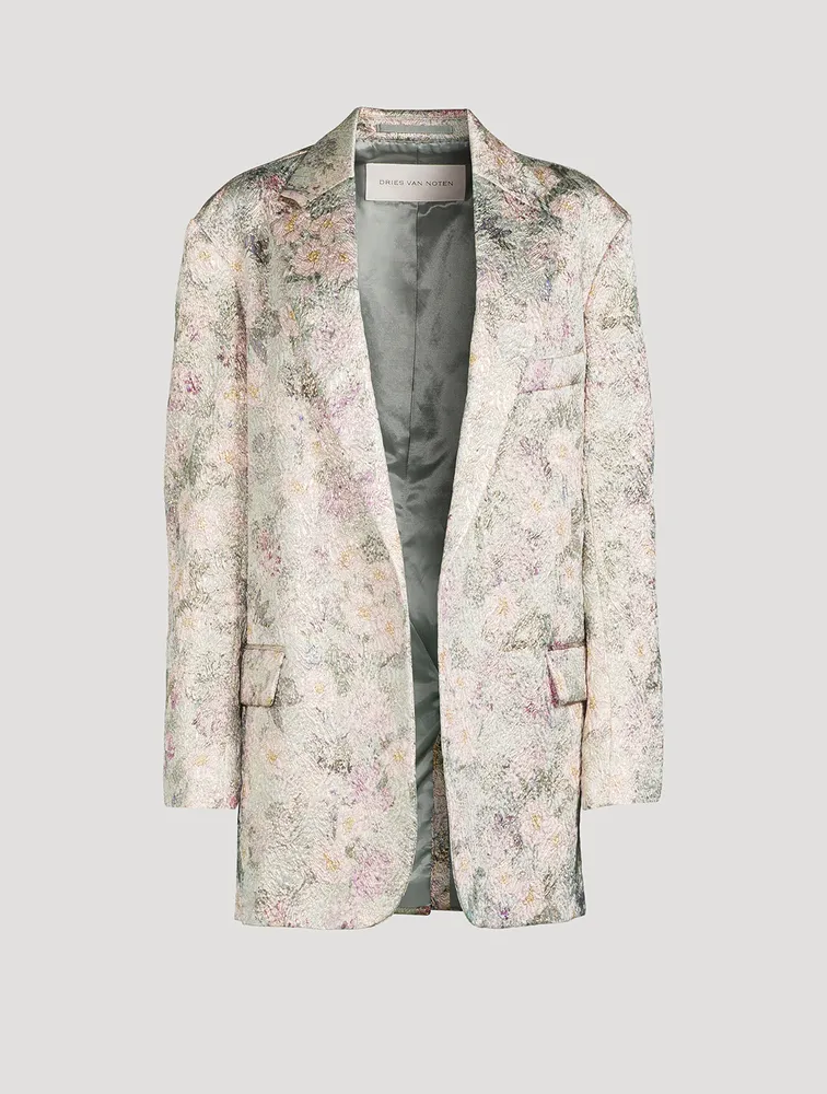 Blurs Jacquard Lurex Blazer Floral Print