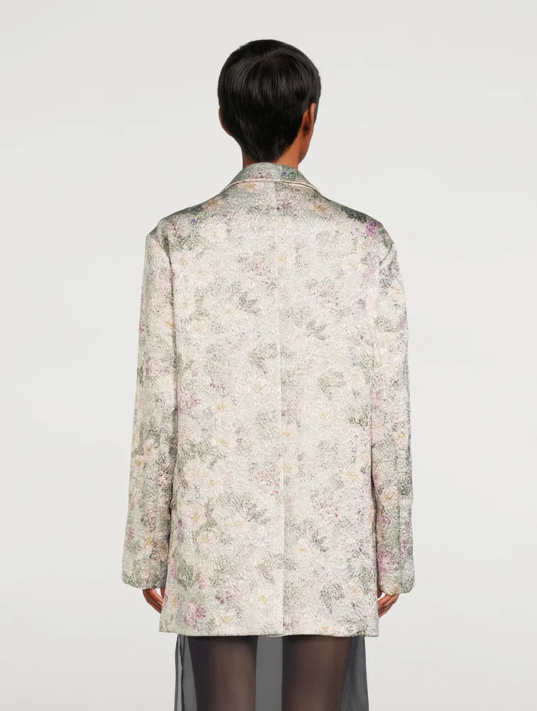 Blurs Jacquard Lurex Blazer Floral Print