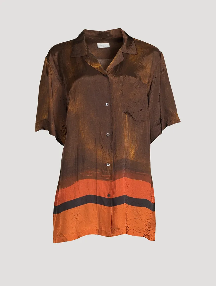 Clive Short-Sleeve Shirt Brush-Stroke Print