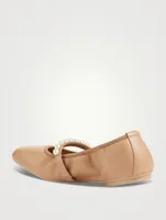 Goldie Pearl-Embellished Leather Ballet Flats