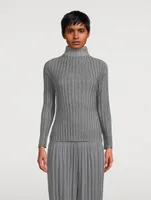 Rib Pleats Basics Turtleneck Top