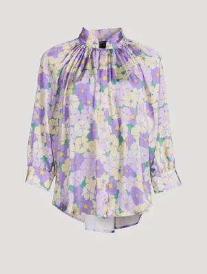 Gathered Blouse Floral Print
