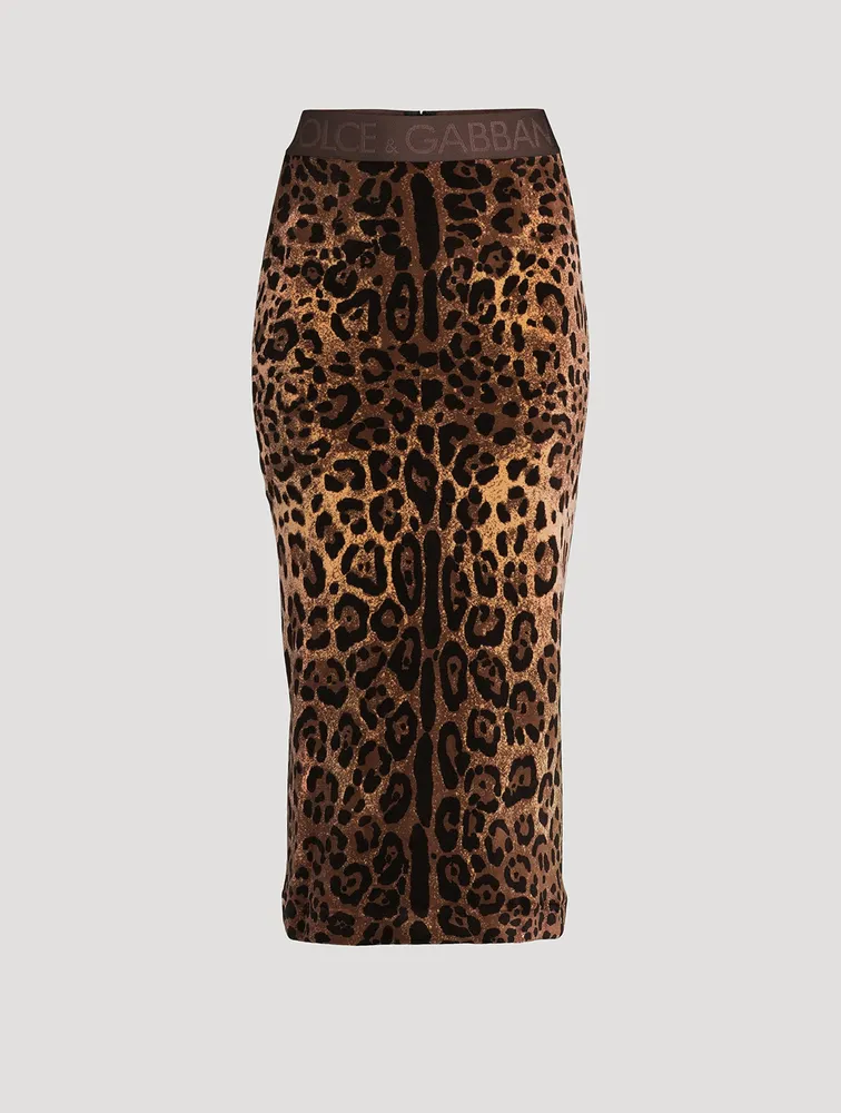 Chenille Pencil Skirt In Leopard Print