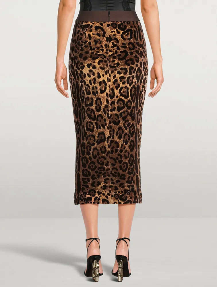 Chenille Pencil Skirt In Leopard Print