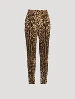 Stretch-Wool Tapered Trousers Leopard Print