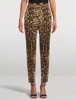 Stretch-Wool Tapered Trousers Leopard Print