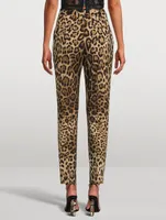Stretch-Wool Tapered Trousers Leopard Print