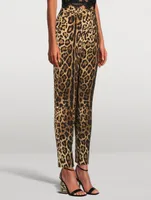 Stretch-Wool Tapered Trousers Leopard Print