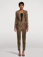 Stretch-Wool Tapered Trousers Leopard Print