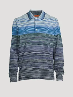 Cotton Striped Long-Sleeve Polo Shirt