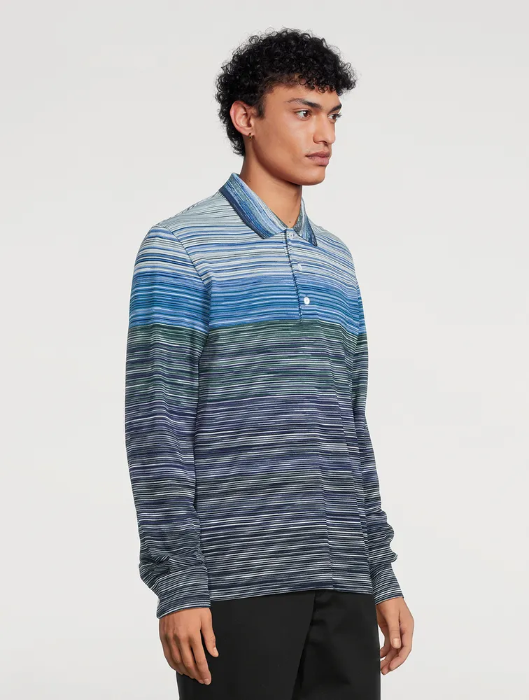 Cotton Striped Long-Sleeve Polo Shirt