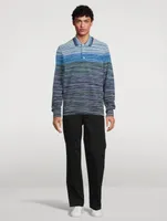 Cotton Striped Long-Sleeve Polo Shirt