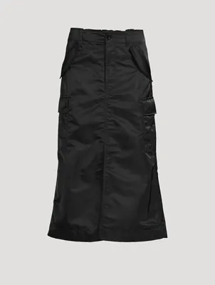 Nylon Twill Cargo Midi Skirt