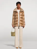 Down Jacket With Faux Fur Trim