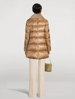 Down Jacket With Faux Fur Trim