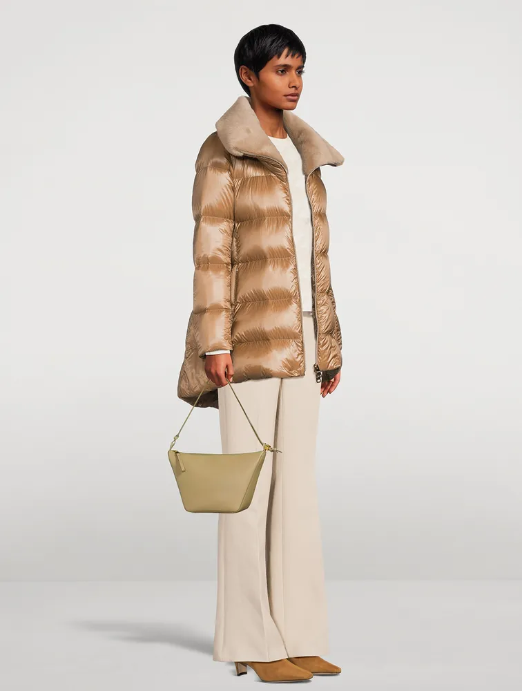 Down Jacket With Faux Fur Trim