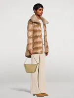 Down Jacket With Faux Fur Trim