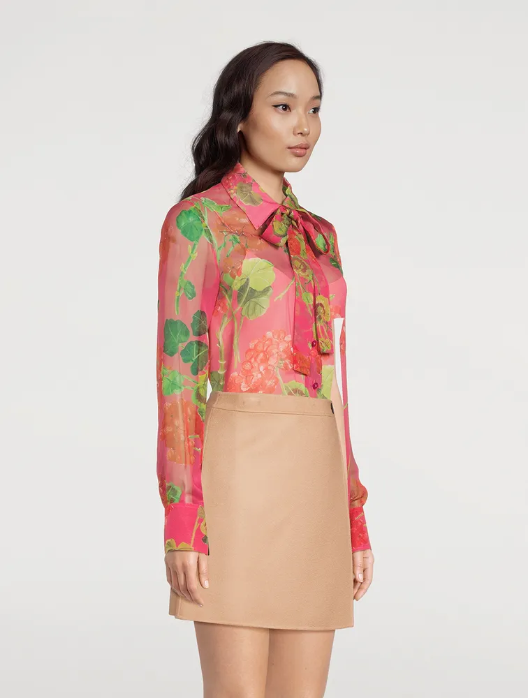 Silk Chiffon Blouse Geranium Print