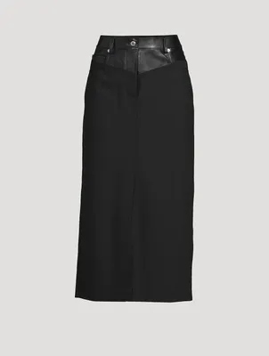 Leather-Trimmed Garter Skirt