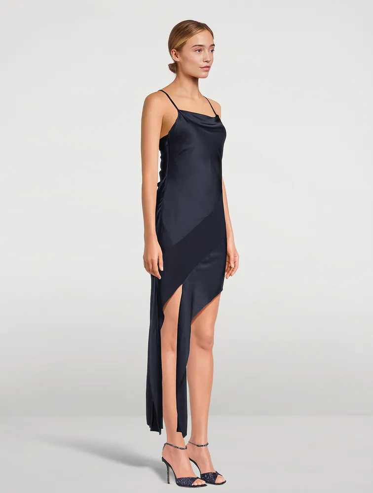 Asymmetric Stretch Silk Dress