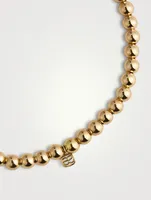 14K Gold Beaded Bracelet With Pavé Diamond Bead