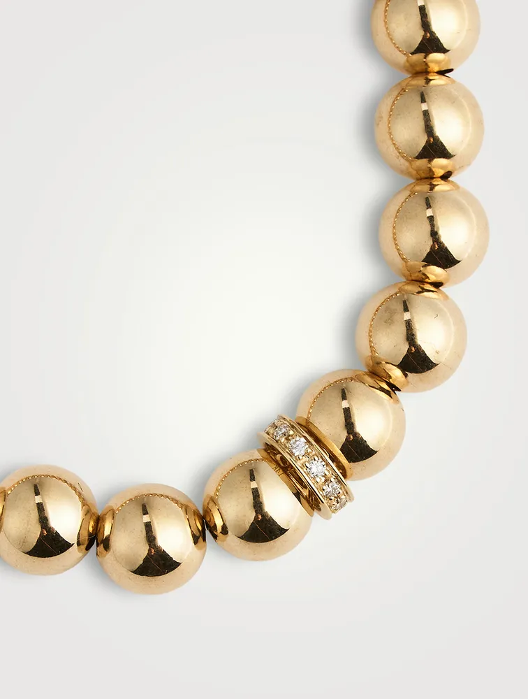 Beaded Bracelet With 14K Gold Diamond Rondelle Charm