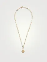 14K Gold Marquis Eye Coin Necklace