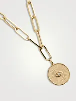 14K Gold Marquis Eye Coin Necklace