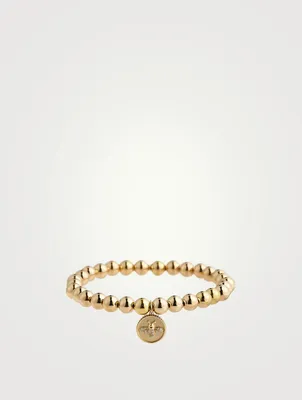Beaded Bracelet With 14K Gold Diamond Bee Charm