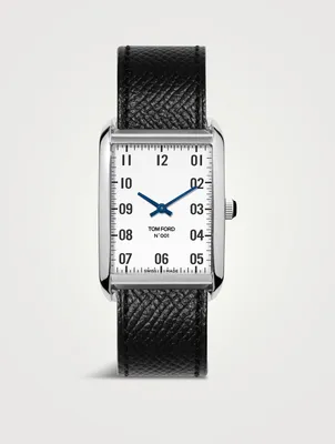 No. 001 Stainless Steel Pebble Grain Leather Strap Watch