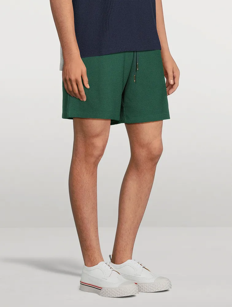 Textured Cotton Check Summer Shorts