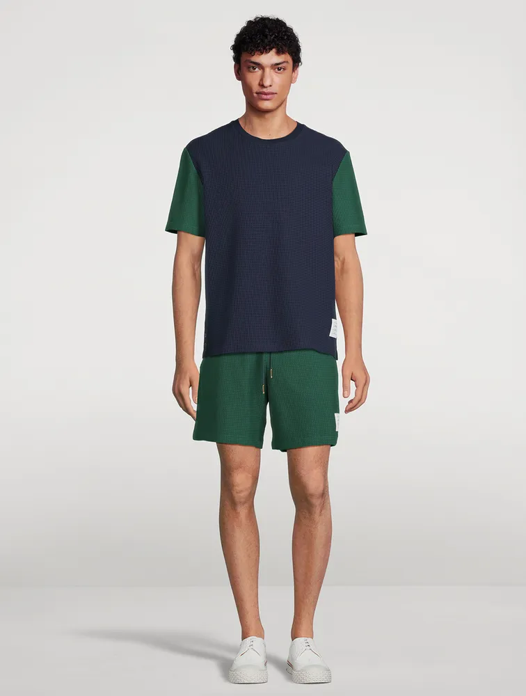 Textured Cotton Check Summer Shorts