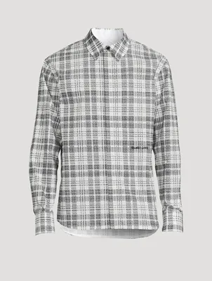 Cotton Plaid Shirt Logo Print