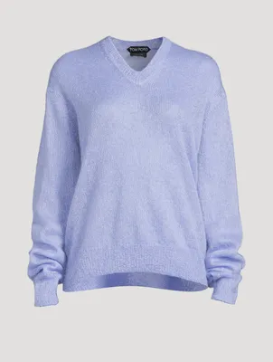 Mohair-Blend V-Neck Sweater