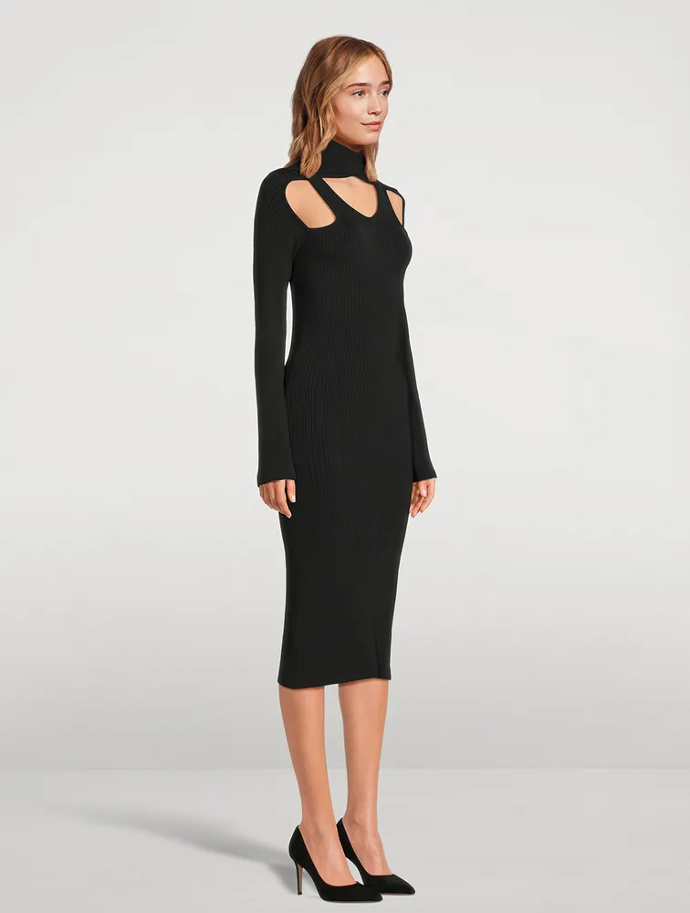 Cut-Out Knit Midi Dress