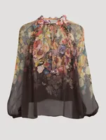 Luminosity Silk Blouse Floral Print