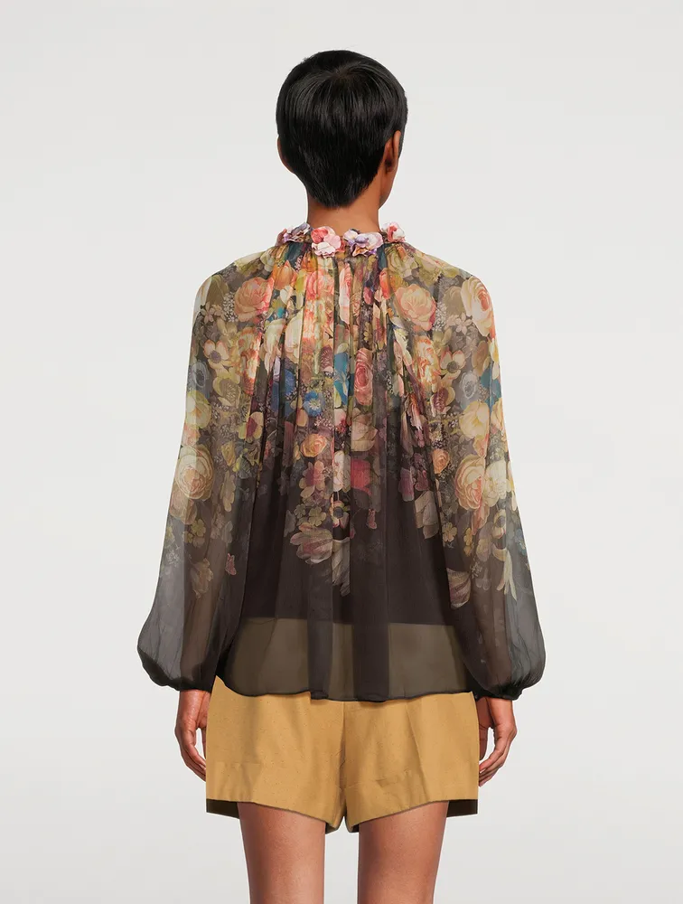 Luminosity Silk Blouse Floral Print