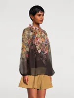 Luminosity Silk Blouse Floral Print