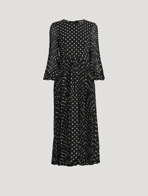 Sunray Midi Dress Polka Dot Print