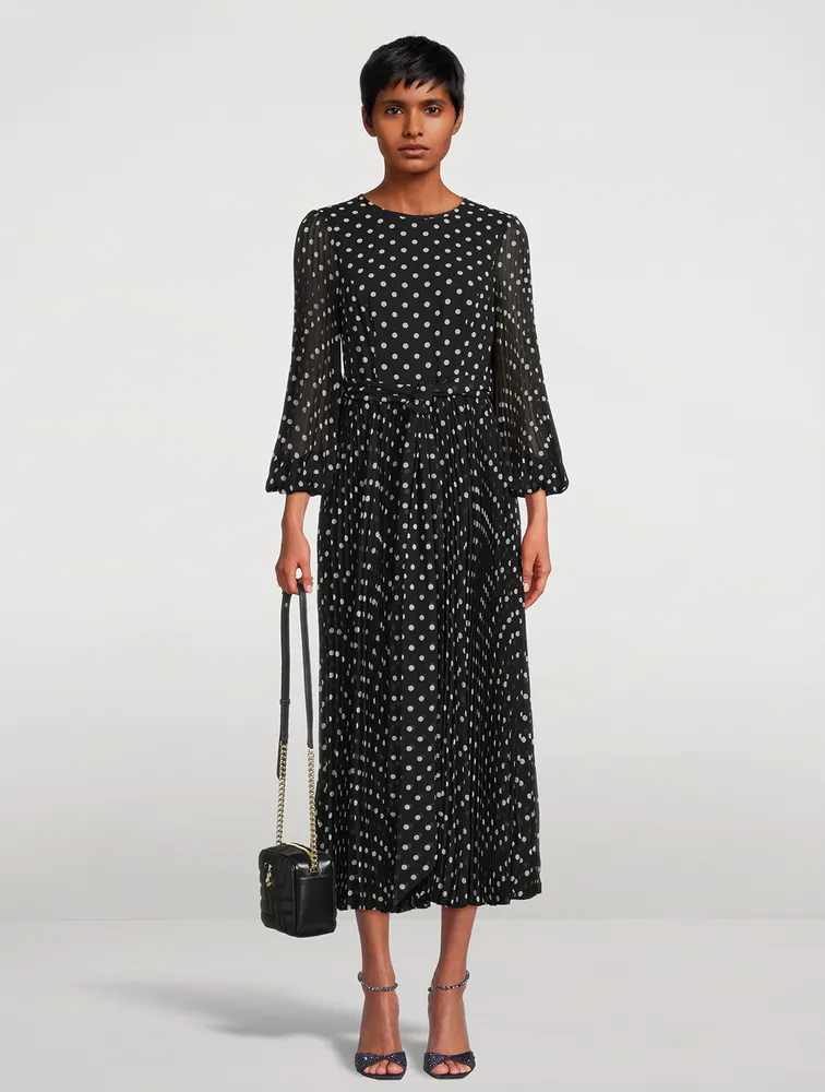 Sunray Midi Dress Polka Dot Print