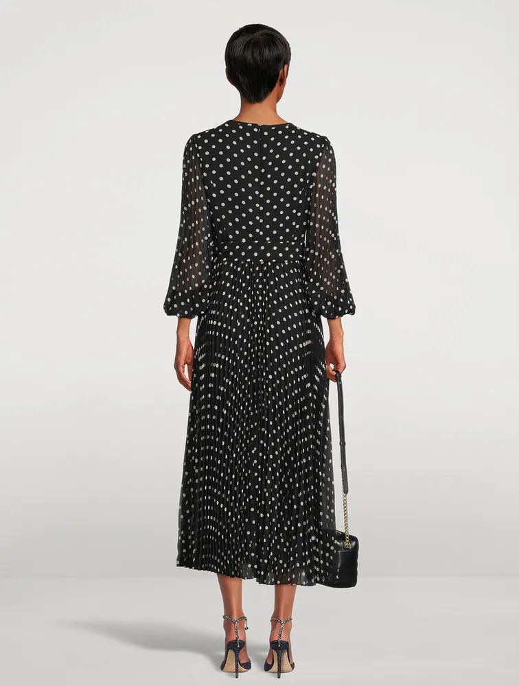 Sunray Midi Dress Polka Dot Print