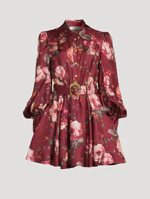 Luminosity Belted Shirt Dress Floral Print