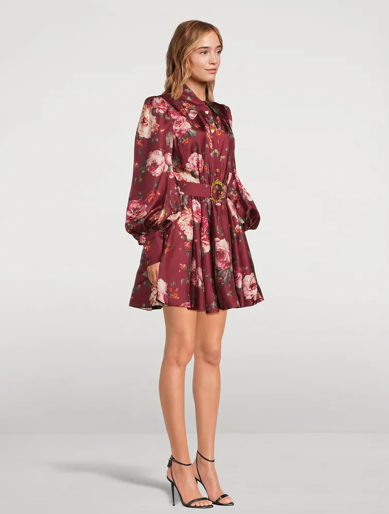 Luminosity Belted Shirt Dress Floral Print