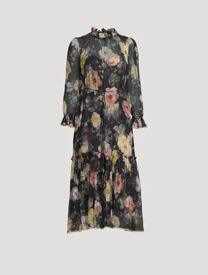 Luminosity Silk Dress Floral Print